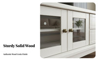 Sturdy Construction Solid Wood TV Cabinet Easy to Clean American Design Wooden TV Console Rounded Corners Floor Standing Entertainment Unit Adjustable Shelves for Small Apartment Owners
