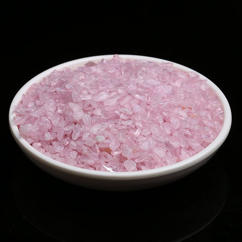 天然粉晶碎石消磁石手链净化消磁石鱼缸装饰石供佛曼扎晶瓷画包邮