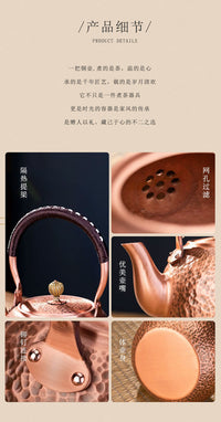 Pumpkin-Shaped Chinese Style Large Capacity Copper Kettle, Pure Copper Teapot for Tea Brewing, Wholesale