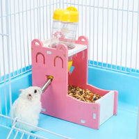 Bite-Resistant Hamster Bottle and Food Bowl, Hamster Water Bottle with Stand, Happy Face Hamster Water Bottle, for Hamsters and Hedgehogs, 13cm