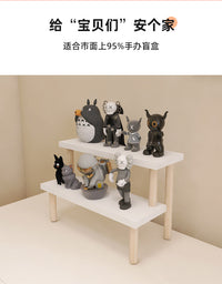 桌面手办阶梯式收纳置物架台阶式作品展示架双层梯形盲盒摆件架子 白色2层【60*12】高13.2☆加长款