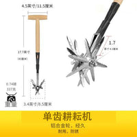 零售亚马逊热销手动短款旋耕机实木T型手柄家用松土除草翻地神器