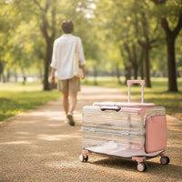 Pet Carrier with Wheels Transparent Pet Carrier Suitcase Breathable for Airport