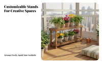 Tiered Plant Stand Space-Saving Tiered Slatted Bench Good Drainage for Gardeners