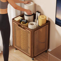 Exercise Mat Storage Cart Rolling Exercise   with Wheels Portable Floor Standing Organizer for Home Gym