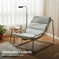 Reclining Design Manual Push-Back Recliner Indoor/Outdoor Use Padded Sling Recliner Space-Saving Lounge Chair Minimalist Design for Readers, Homeowners, Seniors, Balcony, Living Room, Bedroom, Reading Nook