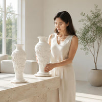 Carved Vase Artificial Floral Relief Vase Tall