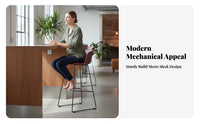 Metal Frame High Stool with Backrest Utilitarian Design Kitchen Island Stool Warehouse Design Built-in Footrest for Homeowners