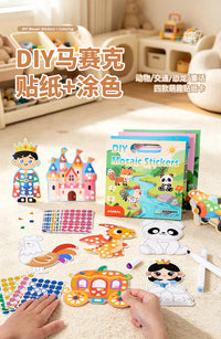 DIY Mosaic Sticker Art Kit for Kids - Animals, Dinosaurs, Fairy Tales, Transportation