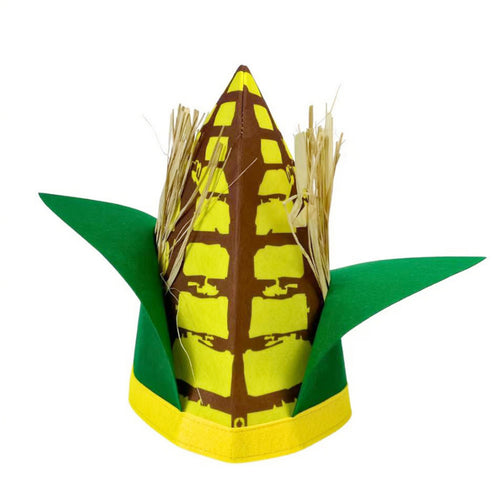 Corn Cob Hat Straw Fringe Felt Corn Hat Green Leaf Accents