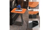 Leather Side Table Modern Side Table with Storage Compact Beistelltisch for Living Room, Small Apartments, Reading Nooks