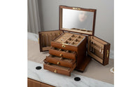 Wooden Jewelry Box Vintage Design Accessory Case Lock and Key