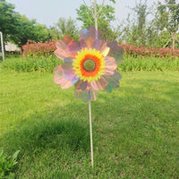 Colorful Sunflower Pinwheel for Kids, Handheld Decorative Wooden Pole, Dazzling Rotating Outdoor Garden Decoration for Kindergarten