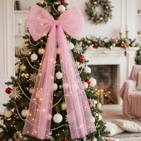 Tulle Tree Top Ornament Bow Festive Atmosphere Christmas Tree Top Ornament Bow Easy to Hang Wedding Chair Sash for DIY Enthusiasts, Home Stylists