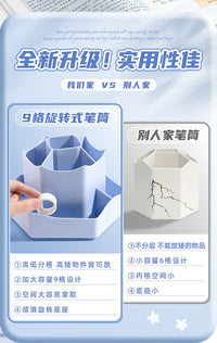 Rotating Pencil Holder, Large Capacity, High Appearance, Student Desktop Multi-Functional Storage Box, Double-Layer 360-Degree Rotating Creative Style