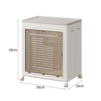 Heavy Duty Wheeled Foldable Storage Box Transparent Door Foldable Organizer Box Dustproof Large Capacity Plastic Container Tool-Effortless Assembly for Closet, Bedroom, Dorm Room