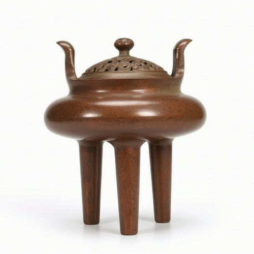 Copper Incense Burner Compact Tripod Censer Long-Lasting for Tea Room, Home