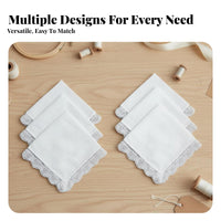 6 Pieces Wedding Handkerchief Elegant Design DIY Embroidery Handkerchief