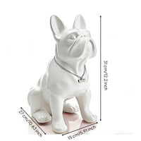 French Canine Figurine Glossy French Canine Statue Decorative Dog Statue with Necklace for Office, Entryway