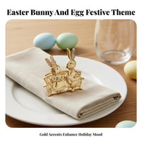 Easter Bunny Napkin Holder Sturdy Alloy Bunny Napkin Holder Reusable Gold Easter Table Decoration for Party Hosts, Dinner Parties, Restaurants