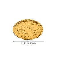 Round Metal Tray with Gold Finish Luxurious Hammered Metal Tray Modern Serving Platter Portable for Home Decorators, Coffee Table