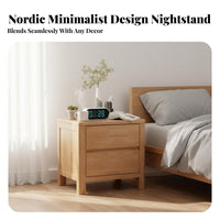2-Drawer Nightstand with Lock Nordic aesthetic Bedside Table Modern Design for Home