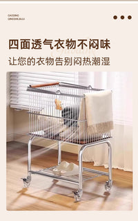 跨境家用可移动脏衣篓卫生间大容量洗衣篮衣服收纳推车置物架批发