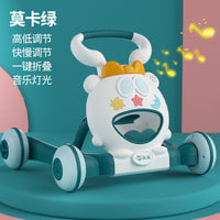 学步车手推车婴儿学走路可折叠调速增重防侧翻防o型腿宝宝助步车 粉色一键折叠可调速增重