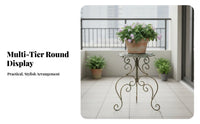 Butterfly Design Plant Stool Ornate Metalwork Garden Furniture Hollow-Carved Top
