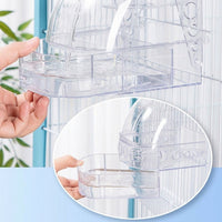 Large Bird Bath for Cage with Drawer, Hanging Parrot Bath and Food Feeder, Budgie Bath for Small Birds, Canary and Cockatiel Bath