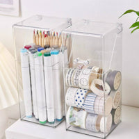Transparent Hinged Lid Pen Holder Multifunctional for Bathroom, Craft Room