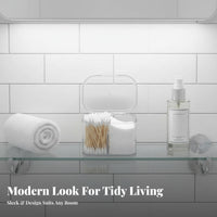 Triple-Compartment Cotton Swab and absorbent disc Holder Transparent Design for Dressing Table, Bedroom