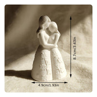 Hugging Mother Daughter Statue Floral Embossed Design for Bookshelf, Parents