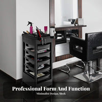 Cosmetic Studio Storage Cart 360-Degree Rotating Casters Hair Stylist Rolling Cart 5-Drawer Salon Trolley Easy to Clean