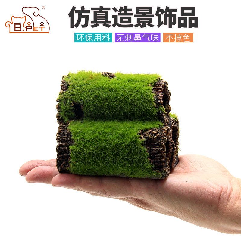 Bpet Flocked Tree Trunk Aquarium Hideout for Fish and Shrimp