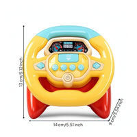 Lights and Sounds Steering Wheel Toy with Music Light-up Toy Steering Wheel with Buttons Colorful Interactive Dashboard Simulated for Babies, Toddlers, Kids, Travel