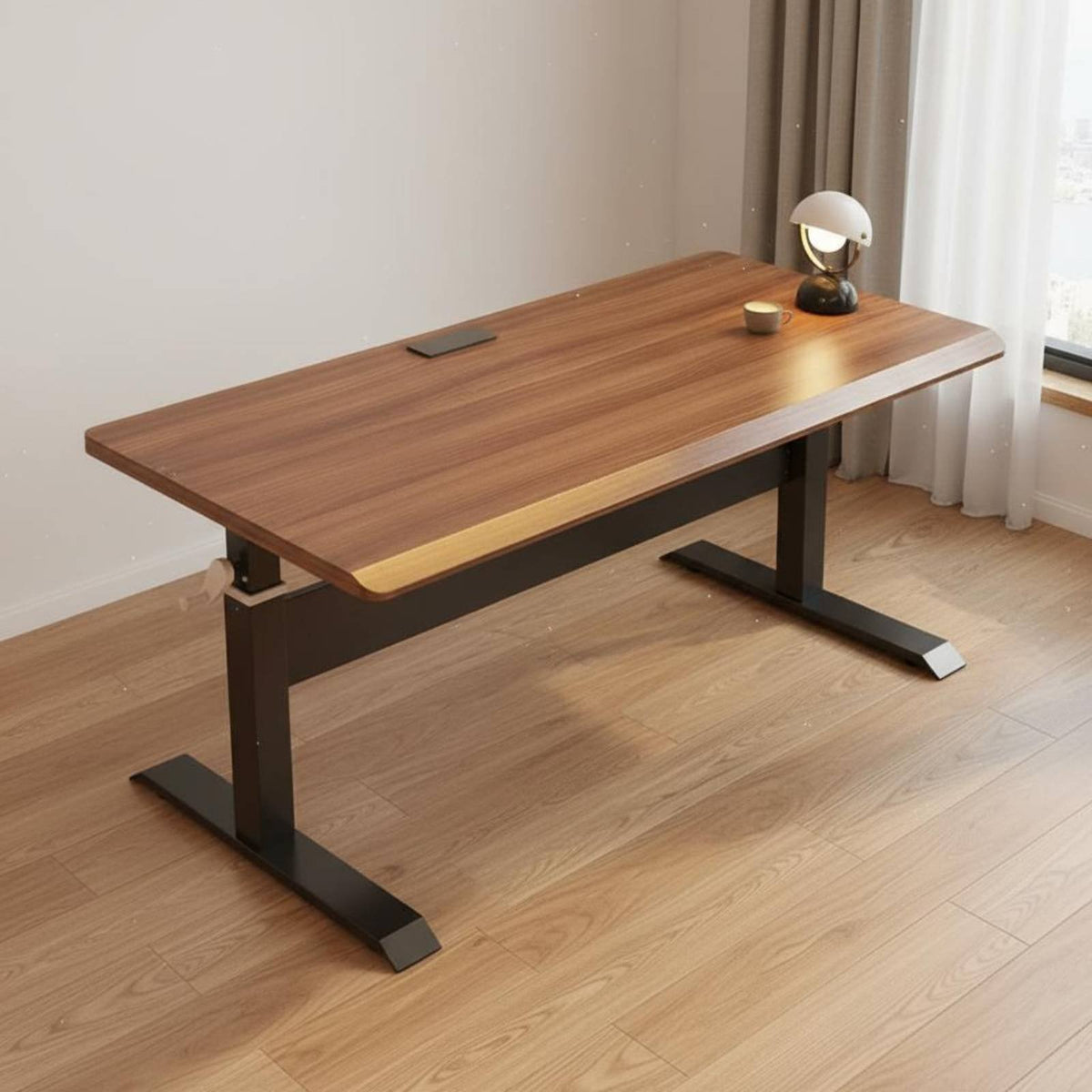 Ergonomic Computer Workstation Hand Crank Standing Desk Height Adjustable Desk Solid Wood Computer Table Workstation Desk Suitable for Gift Giving Home Office