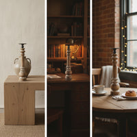 Wooden Candle Holder Rustic Decor Tall for Tabletop