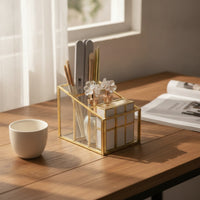 Cosmetic Organizer with Metal Frame Divided for Women, Teens