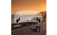 Aerodynamic Motorcycle Windscreen with Clamp Universal Adjustable Windshield Stable Wind Deflector with Clamp-on Clamp Long-Lasting for Motorcyclists, Commuters, Highway Riding, Touring