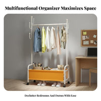Multi-Functional Clothes with Shoe storage-efficientSaving Garment Rack Stable Design Clothing Stand sturdyDuty for Students, Renters, householders, Bedroom, Dorm Room, Entryway, Balcony