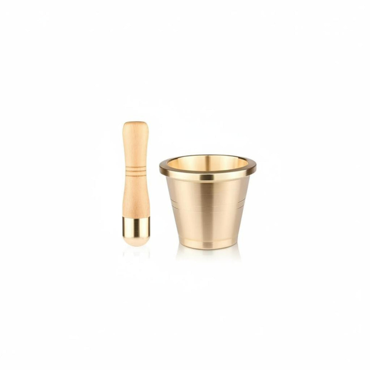Cantonese Solid Brass Mortar, Hand Polished, Wide Mouth, Thick Base