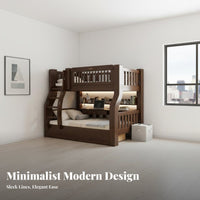 Multifunctional Tiered Bed Space Saving Twin over Twin Bunk Bed Guardrails Kids Furniture for Siblings, Boys, Small Apartment, Playroom, Home