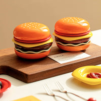 Hamburger-Shaped Ceramic Dish Wavy-Edged Hamburger Shaped Ceramic Dish