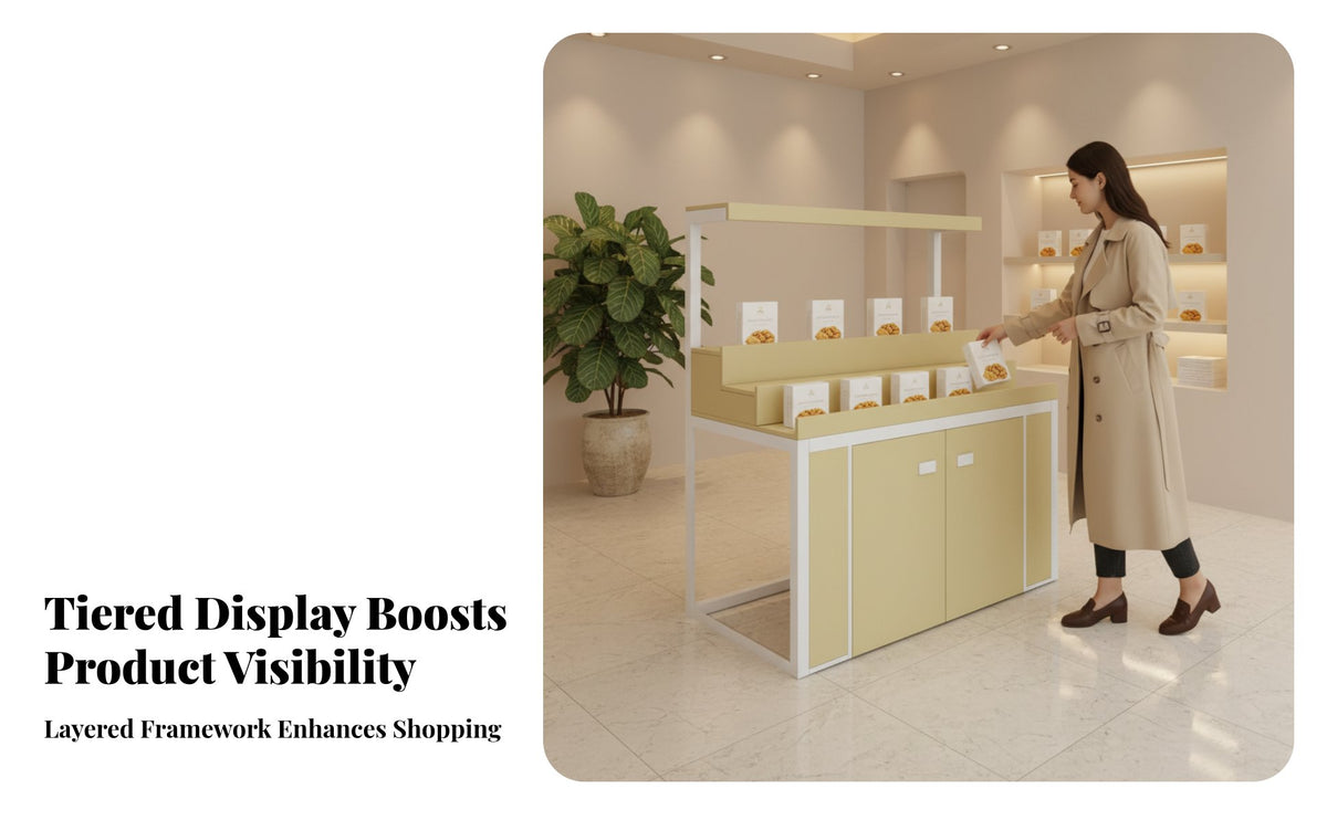 Multifunctional Stepped Fruit Display Cabinet Stable & Sturdy Snack and Fruit Display Shelf Heavy Duty Multi-Tier Produce Rack High Weight Capacity for Supermarket Managers, Retailers, Supermarkets, Convenience Shop S