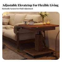 Adjustable Height Rolling Table Movable with casters Household Furniture Space-Saving Foldable surface for Living Room, Bedroom