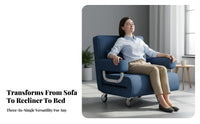 Foldable Design Single Sleeper Lounger Space-Saving Convertible Armchair Multi-Functional Folding Bed Adjustable Backrest for Office Workers, Apartment Dwellers, Students, Living Room, Balcony, Small Areas, Bedroom
