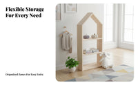 Unobstructedstanding Childs Armoire Child-Friendly Design House-Shaped Clothes