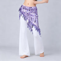 Belly Dance Hip Scarf with Copper Discs and Triangle Design for Practice