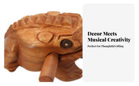Wooden Frog Guiro Decorative Wooden Frog Rasp Natural Finish for Musicians, Kids